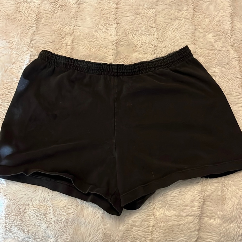 Black athletic shorts. Size large, but fit like xs to small.